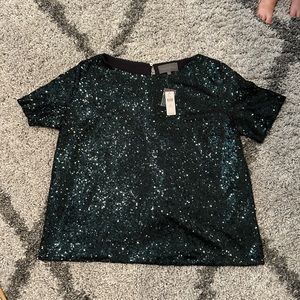 Anthropologie Forrest Green Sequin Top